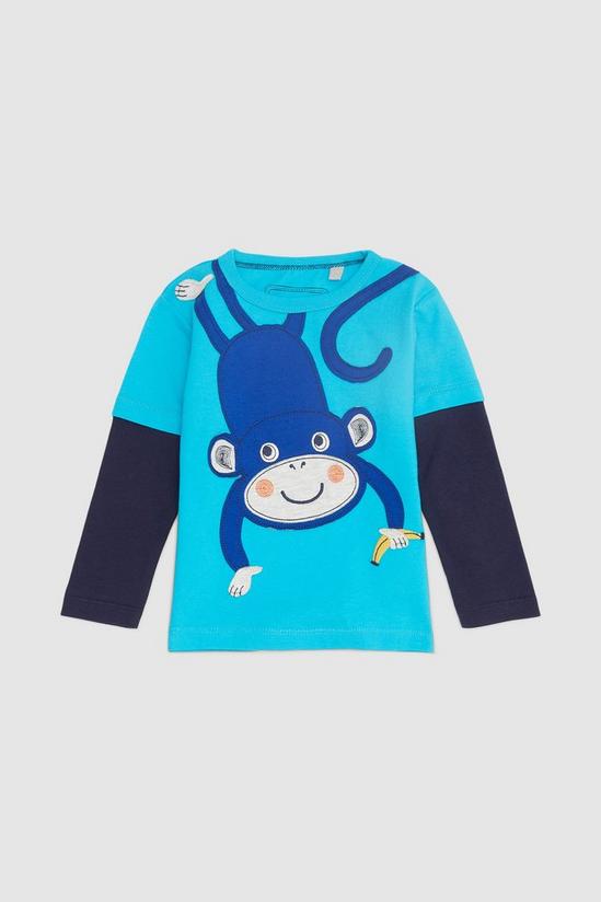 Blue Zoo Toddler Boy Monkey Mock Sleeve Tee 1