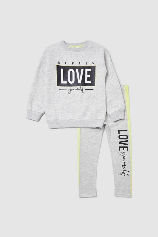 Blue Zoo Younger Girls Grey Love Sweat And Legging Set 1
