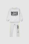Blue Zoo Younger Girls Grey Love Sweat And Legging Set thumbnail 2