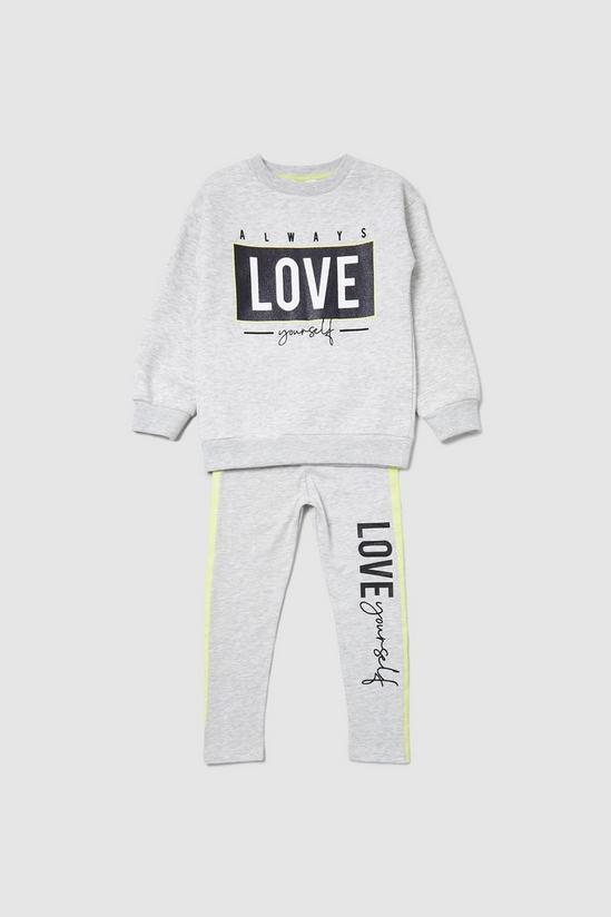 Blue Zoo Younger Girls Grey Love Sweat And Legging Set 2