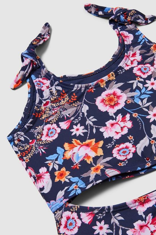 Blue Zoo Younger Girls Navy Floral Cut Out Swimsuit 3