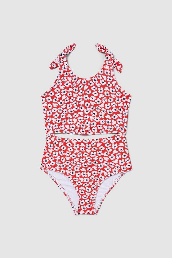 Blue Zoo Younger Girls Floral Mini Me Cut Out Swimsuit 2